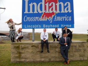 Missionaries at Indiana Road Sign
